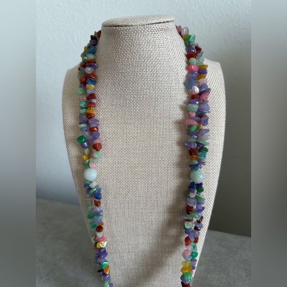 32" Multicolor Jade Chip Necklace by Jade of Yesteryear - Picture 2 of 11